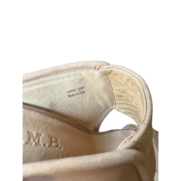 L.A.M.B. Gwen Stefani Tan Double Strap Leather Mule Stiletto Open Toe Heels - 6 - Picture 9 of 12